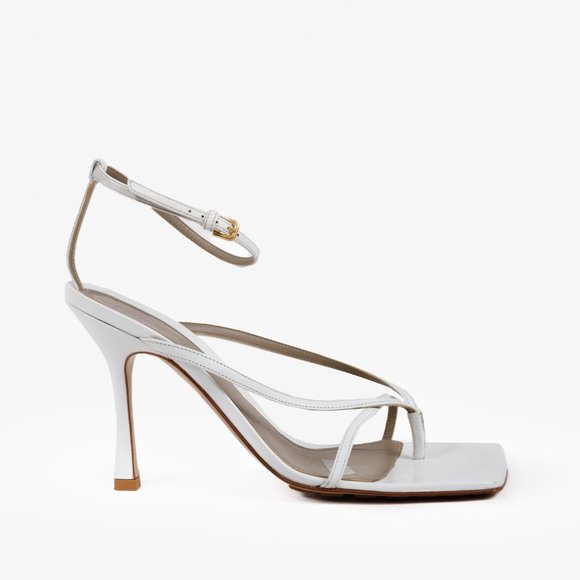Bottega Veneta White Leather Stretch Strap Sandals - Picture 2 of 9